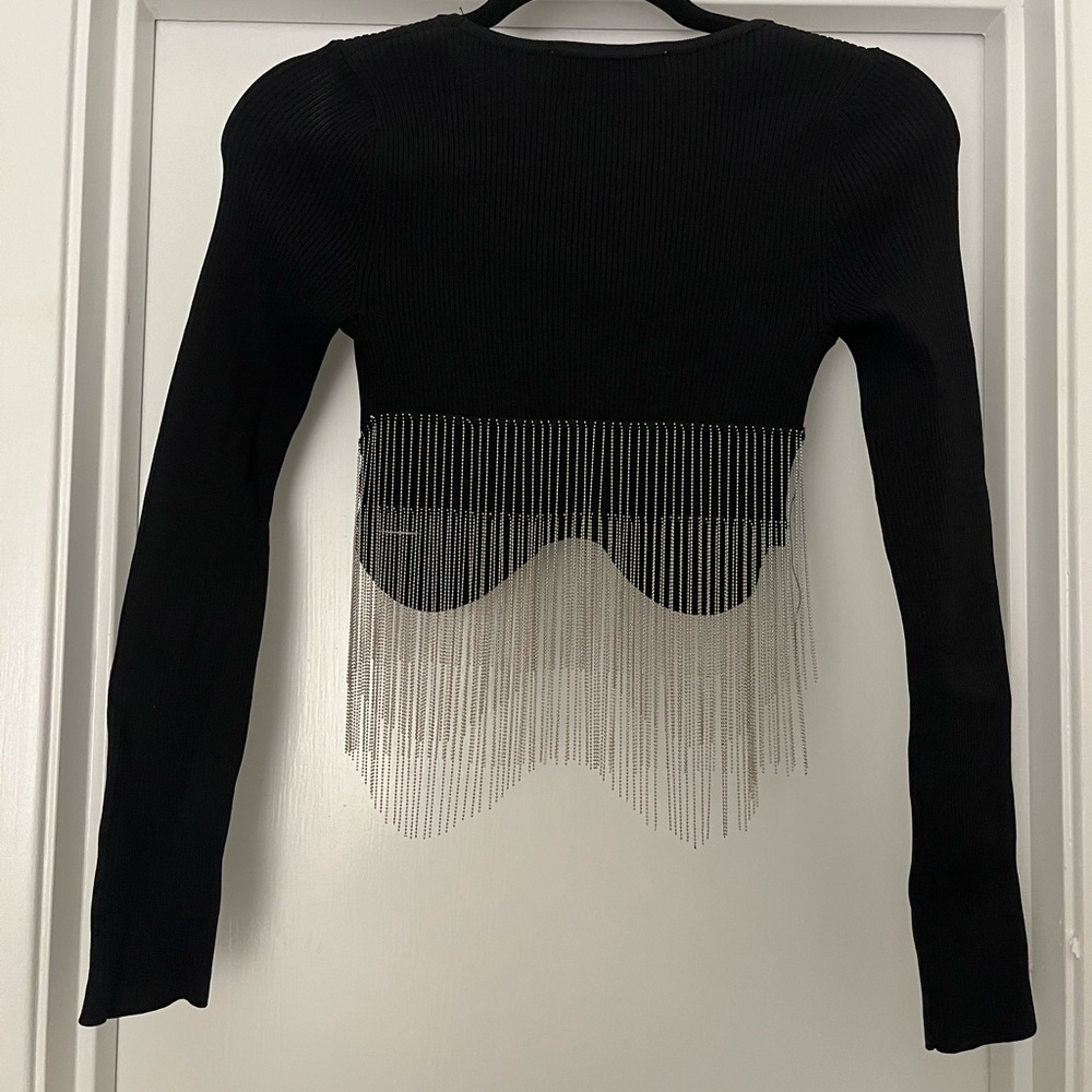 Fun fringe black Zara long sleeve top